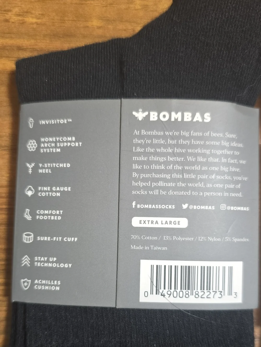 Bombas Men's Dress Socks in Black 2 Pairs - XL